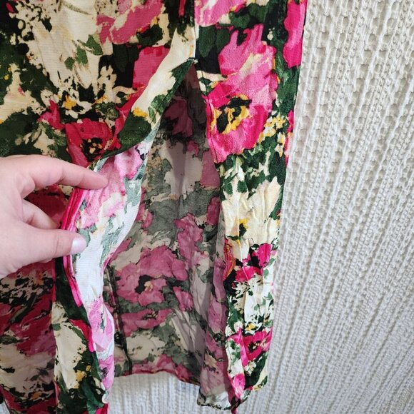 H&M Women's Floral Patterned Midi Flowy Dress in Pink and Cream Size Medium - Picture 8 of 16